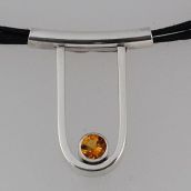 Silver pendant set with citrine